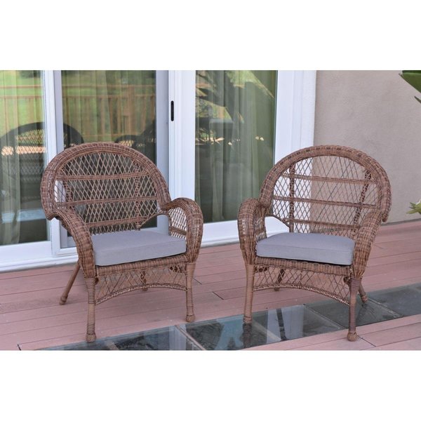 Jeco W00210-C-2-FS033 Santa Maria Honey Wicker Chair with Steel Blue Cushion W00210-C_2-FS033